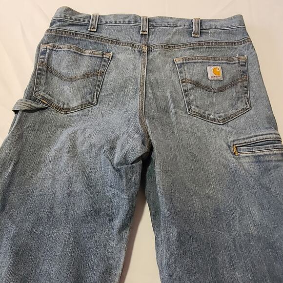Mens Carhartt Carpenter Jeans With Knee Pad Pockets 36x34 Workwear Rugged - Picture 7 of 14